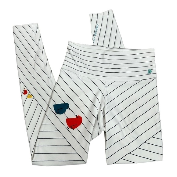 OMGI YOGA Bird and Striped Print High Waisted Activewear Leggings - Picture 2 of 16